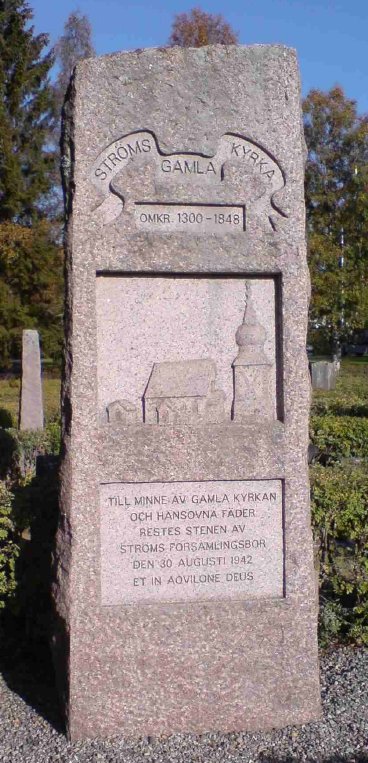 Minnesstenen på Ströms gamla kyrkogård